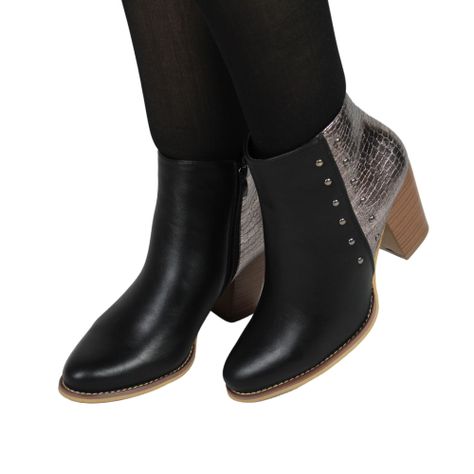 Botin Mujer Negro Texturizado 12 Yassne Negro-2
