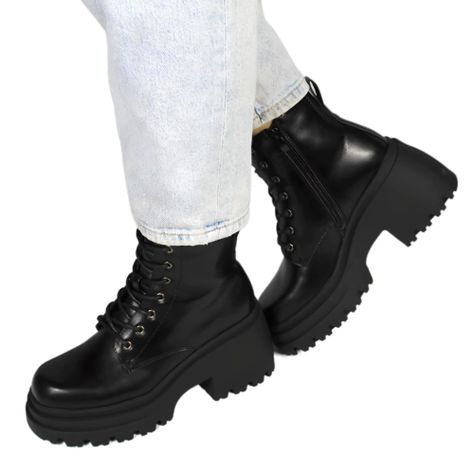 Botin Mujer Plataforma 93 Yassne Negro-1
