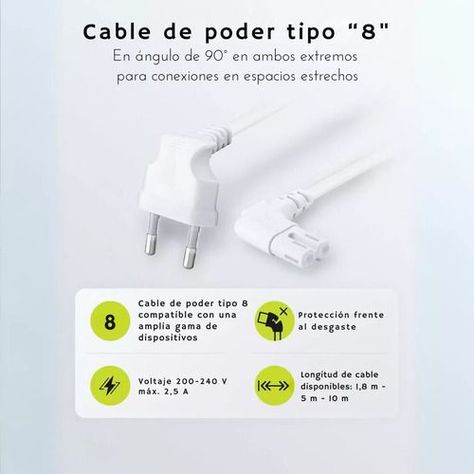 2cables De Poder Tv Blanco2m Premium Smarttv Corriente Tipo8-2