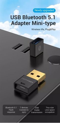 Adaptador Receptor Bluetooth 5.1 Vention Usb Notebook Bt-5