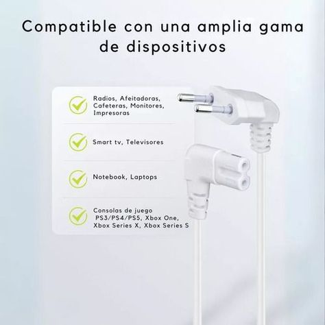 10cables De Poder Tv Blanco2m Premium Smarttv Corriente Tip8-1