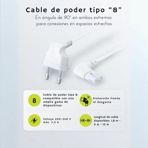 3cables De Poder Tv Blanco2m Premium Smarttv Corriente Tipo8-2