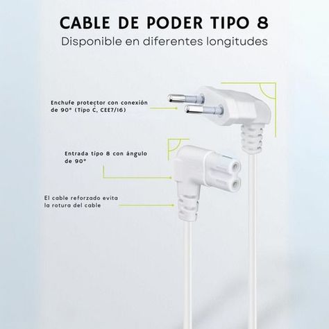 3cables De Poder Tv Blanco2m Premium Smarttv Corriente Tipo8-3