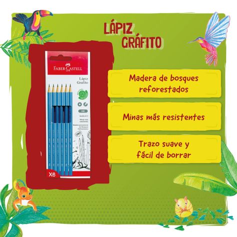 Lápiz grafito ECO HB Faber-Castell cuerpo azul X6 BC-1