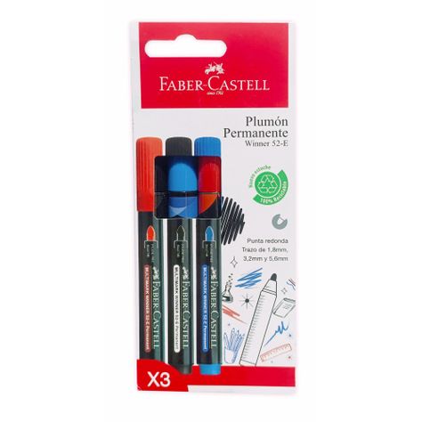 Marcador Permanente Winner Faber-Castell 52E redondo x3 BC-0