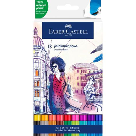 Marcador Dual Goldfaber Aqua Faber-Castell x18 Colores-0