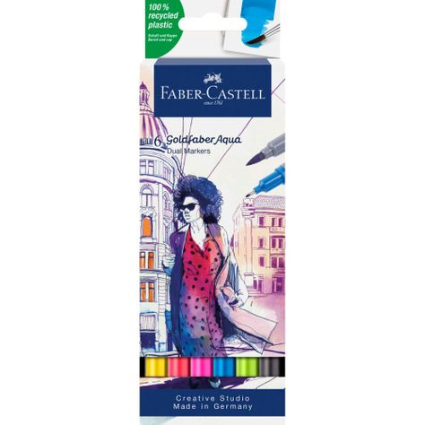 Marcador Dual Goldfaber Aqua Faber-Castell x6 Colores-0