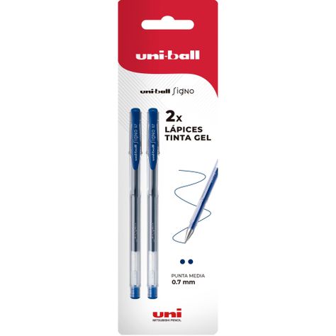 Lápices Gel Uniball Signo-100 0.7mm x2 azules-0