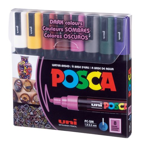Marcador POSCA PC-5M 8 Colores Oscuros-3