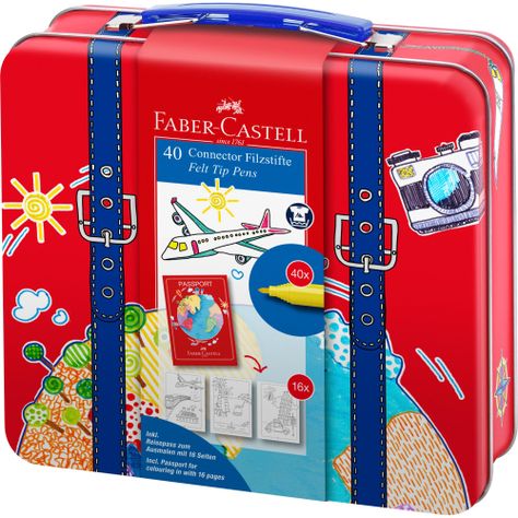 40 Marcadores Connector + Estuche Maleta Viaje Faber-Castell-0