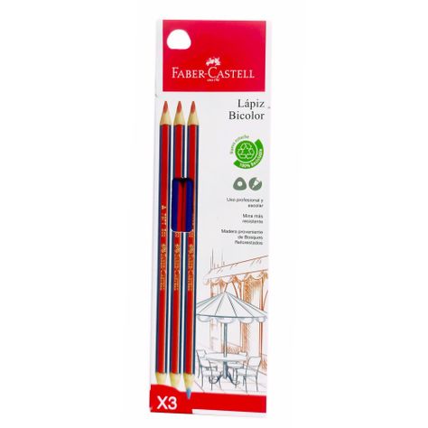 Ecolápiz Bicolor 737 tri azul/rojo Faber-Castell x3 BC-0