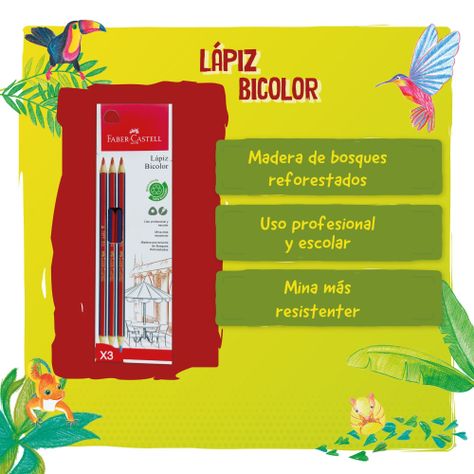 Ecolápiz Bicolor 737 tri azul/rojo Faber-Castell x3 BC-1