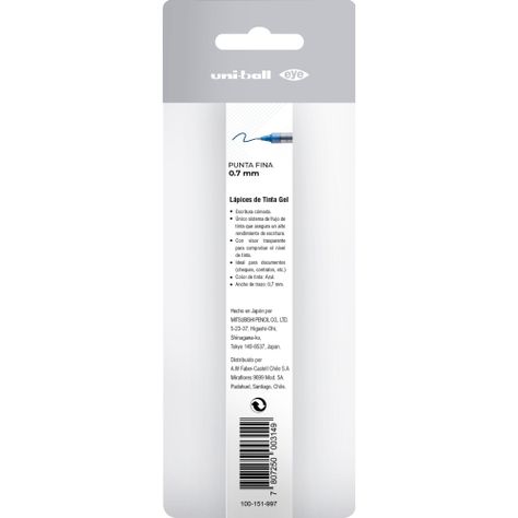 Lápices Gel Uniball Eye BC x2 uds. azules-1