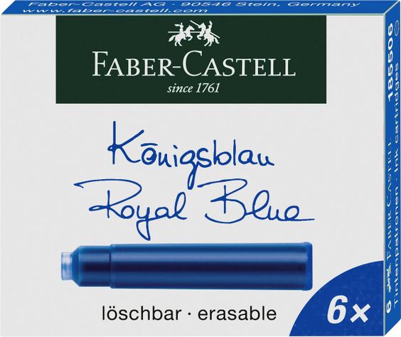 Cartuchos Repuesto De Tinta Azul Real Faber-Castell x6 und.-0