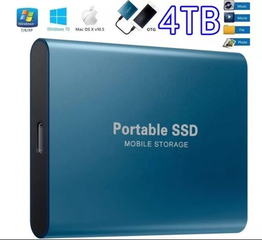 Disco Duro Portable Externo SSD 4 TB Azul -1