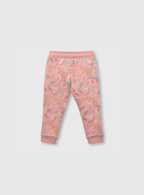 Pantalón De Bebé Niña Flores Rosado (3 A 36 Meses) Colloky-1