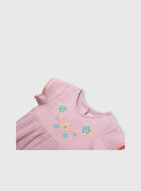 Vestido De Bebe Niña Bordado Lila (3 A 36 Meses) Colloky-2