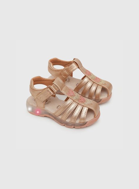 Sandalia De Niña Luces Corazones Rosado (21 A 27) Colloky-0
