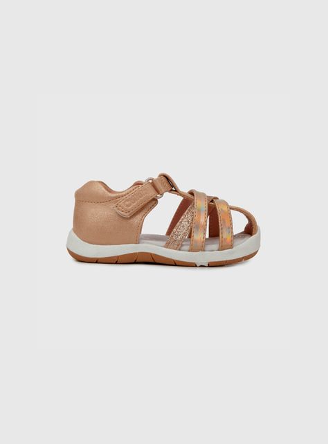Sandalia De Niña Con Velcro Corto Rosado (18 A 21) Colloky-1