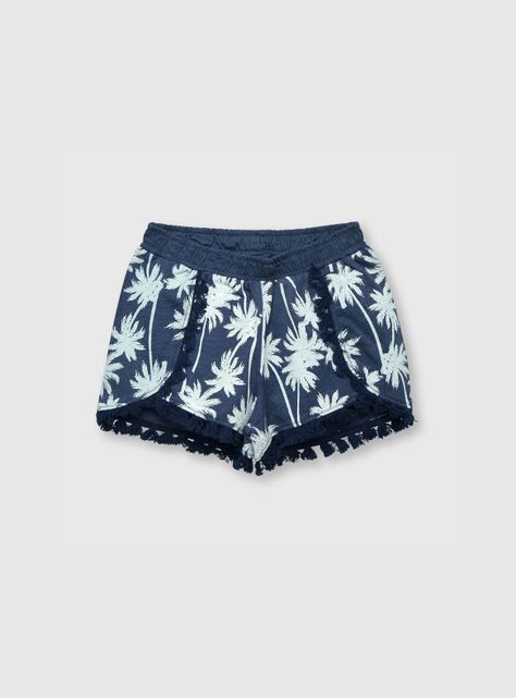 Short De Niña Estamado De Punto Azul (2 A 12 Años) Colloky-0