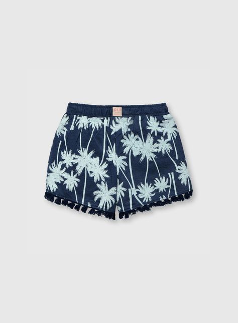 Short De Niña Estamado De Punto Azul (2 A 12 Años) Colloky-1