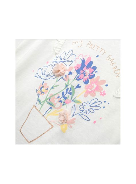 Polera Bebé Niña Flores Blanco (3 A 36 Meses) Colloky-2