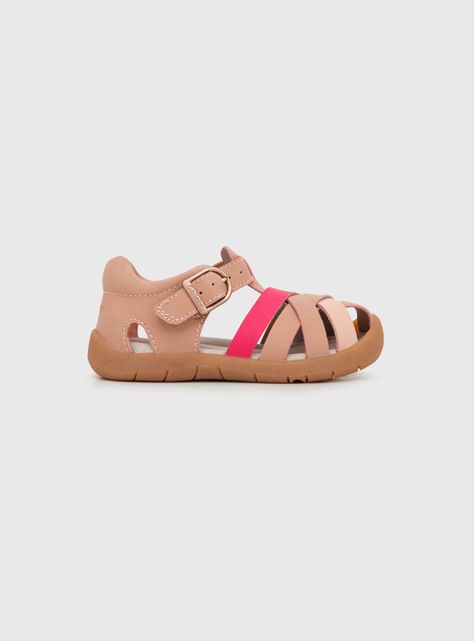 Sandalia De Niña Hebilla Cuero Rosado (21 A 27) Colloky-1