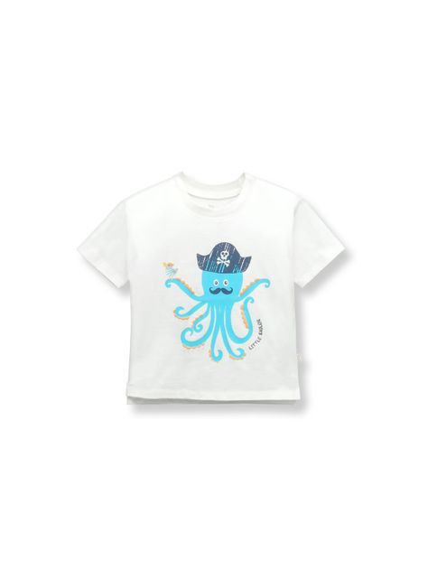 Polera De Bebé Niño Pulpo Blanco (3 A 36 Meses) Colloky-0