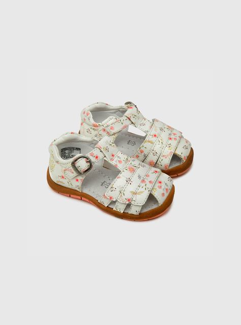 Sandalia Niña Floral Hebilla Blanco (18 A 21) Colloky-0