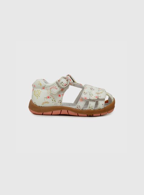 Sandalia Niña Floral Hebilla Blanco (18 A 21) Colloky-1