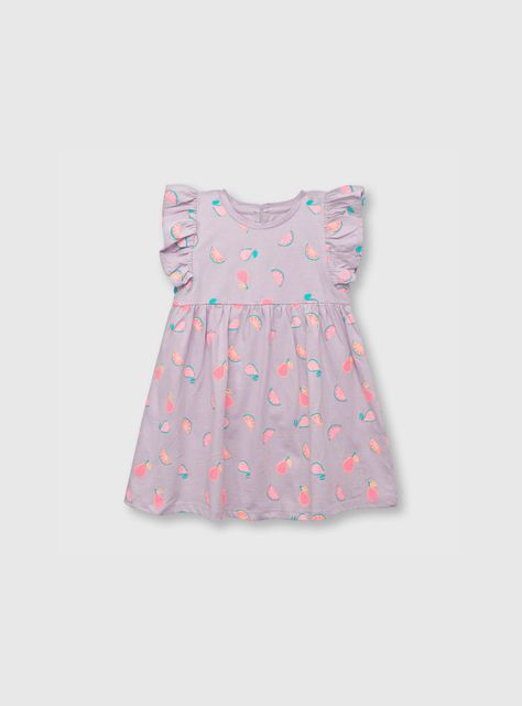 Vestido De Bebe Niña Estampado Lila (3 A 36 Meses) Colloky-0