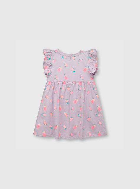 Vestido De Bebe Niña Estampado Lila (3 A 36 Meses) Colloky-1