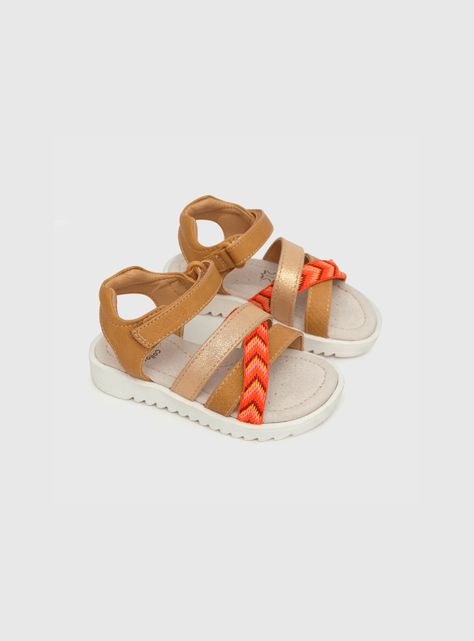 Sandalia De Niña Velcro Etnica Café (21 A 27) Colloky-0