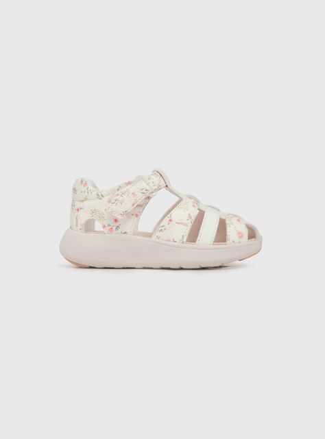 Sandalia De Niña Velcro Estampada Blanco (21 A 27) Colloky-1