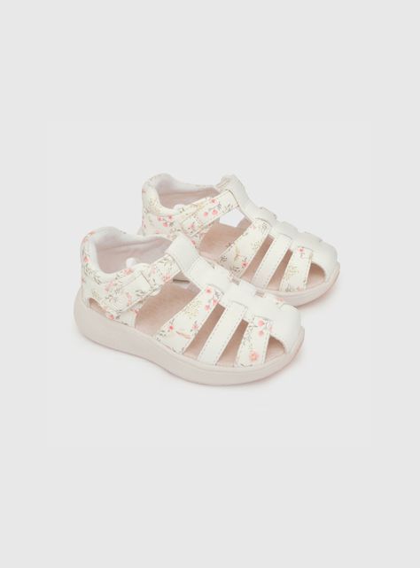 Sandalia De Niña Velcro Estampada Blanco (21 A 27) Colloky-0