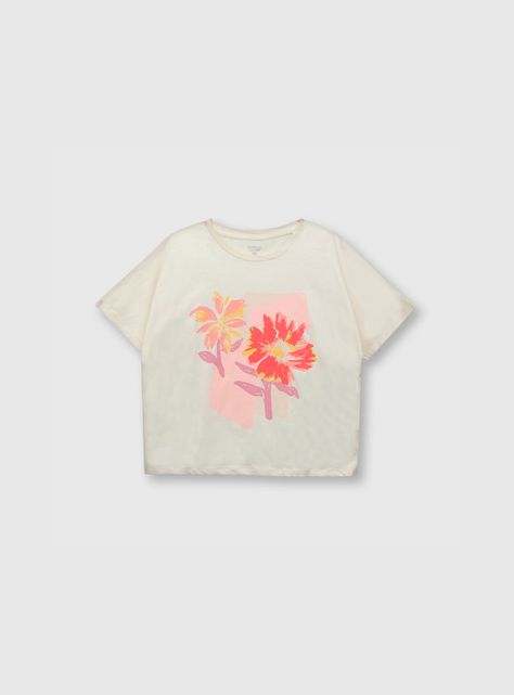Polera De Niña Flores Beige (2 A 12 Años) Colloky-0