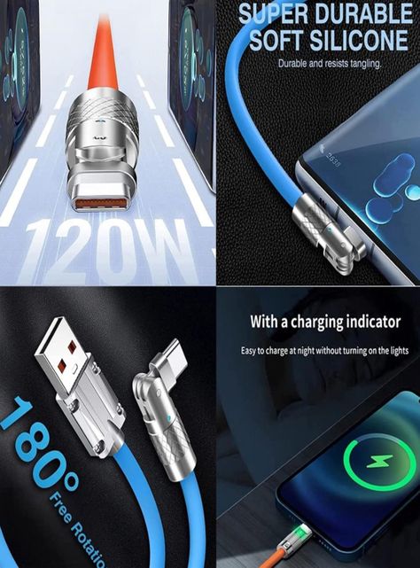 Cable USB C 120W a USB Angulo 180 grados-3