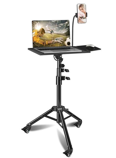 Atril Notebook y proyector con ruedas ajustable -0