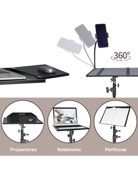 Atril Notebook y proyector con ruedas ajustable -6