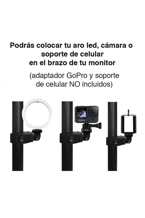 Abrazadera montaje celular GoPro atril brazo Monitor	-3