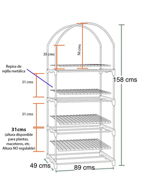 Invernadero vertical armable 4 bandejas 158 cms	-3