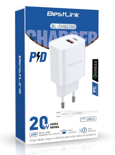 Cargador USB C Carga Rápida 20W certificado SEC-1