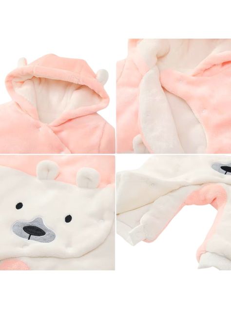 Enterito Osito Polar Algodón Suave y Térmico Rosado-1