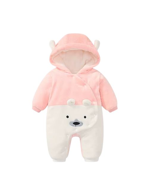 Enterito Osito Polar Algodón Suave y Térmico Rosado-3