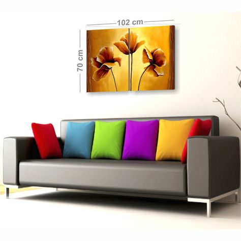 Cuadro Decorativo Tres Flores Amarillas (2Pzas)-1