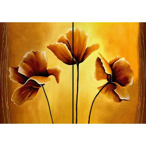Cuadro Decorativo Tres Flores Amarillas (2Pzas)-0