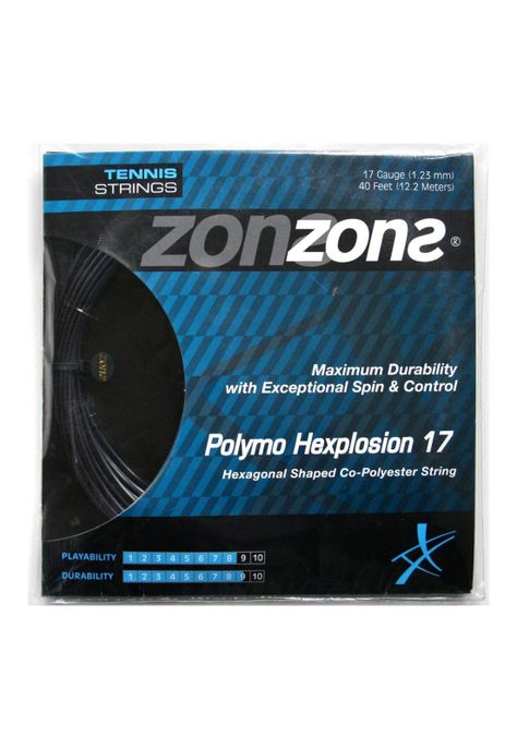 Set Cuerda Tenis Zons Polymo Hexplosion 1.23 Negro-0