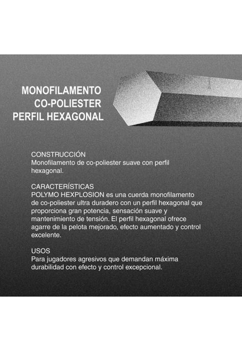 Set Cuerda Tenis Zons Polymo Hexplosion 1.23 Negro-1