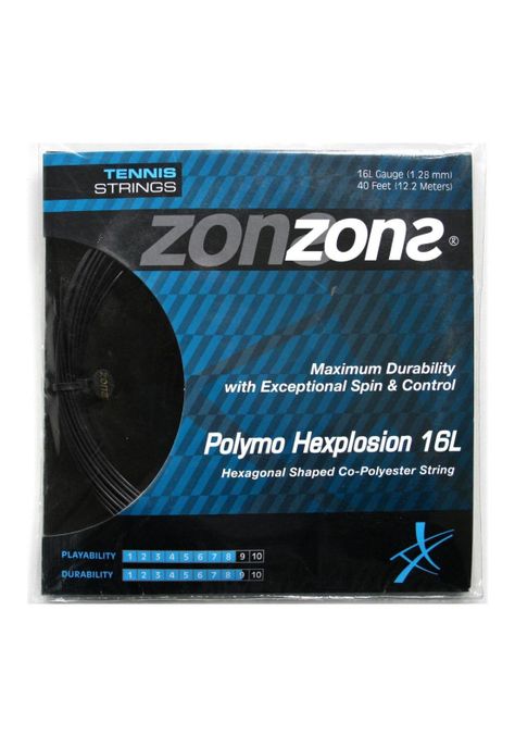 Set Cuerda Tenis Zons Polymo Hexplosion 1.28 Negro-0