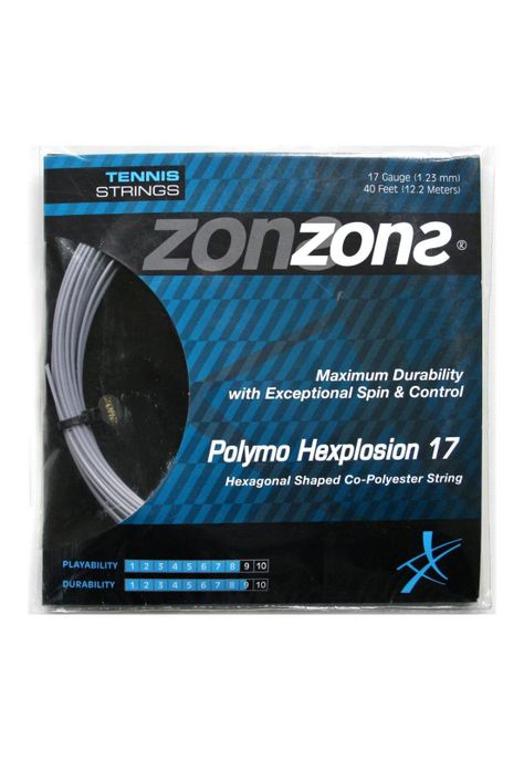 Set Cuerda Tenis Zons Polymo Hexplosion 1.23 Plata-0